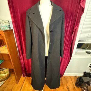 Vintage Venezia 100% Wool Black Long Winter Jacket Womens Size 12 Collared